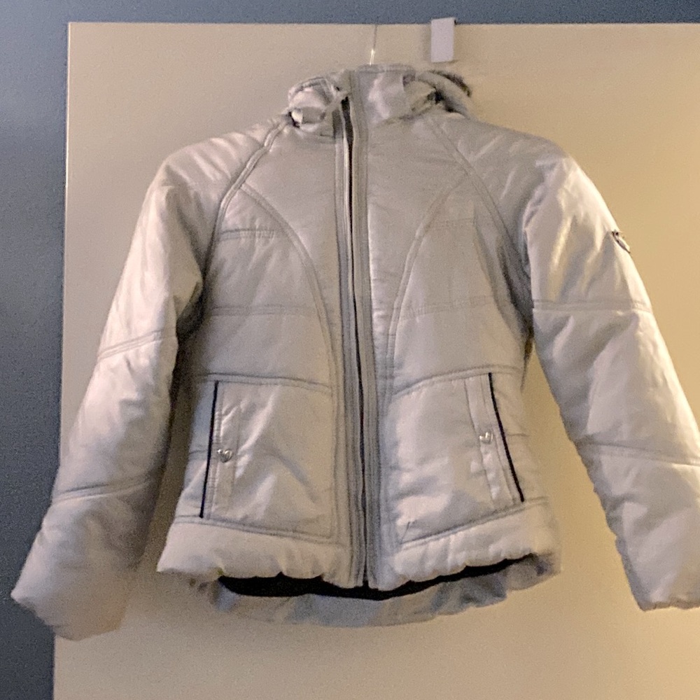 Kids’ winter jacket with hood with faux fur trim
